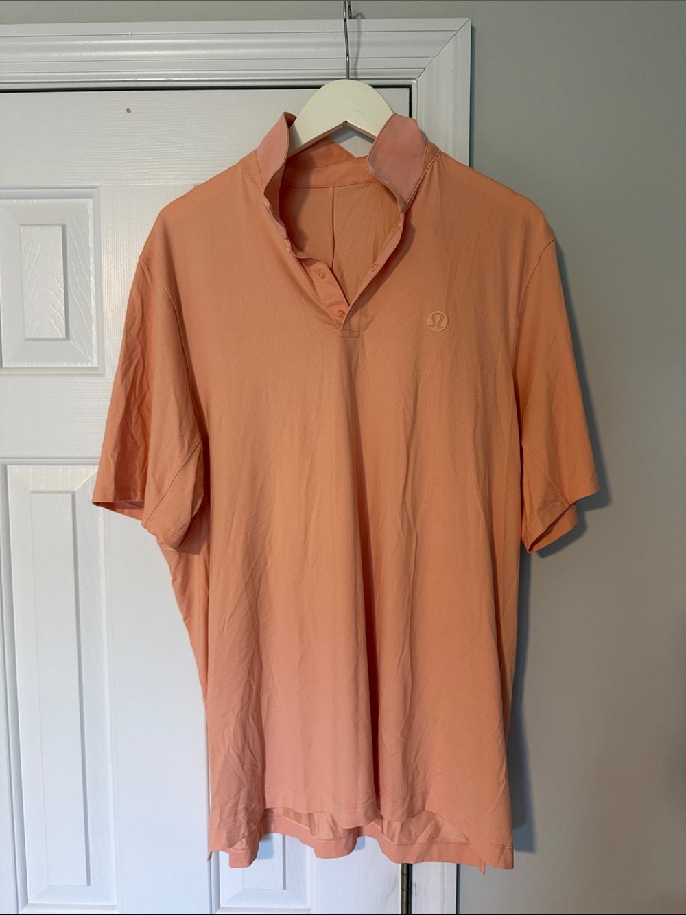 lululemon athletica Men's Peach/Coral Short-Sleeve Polo